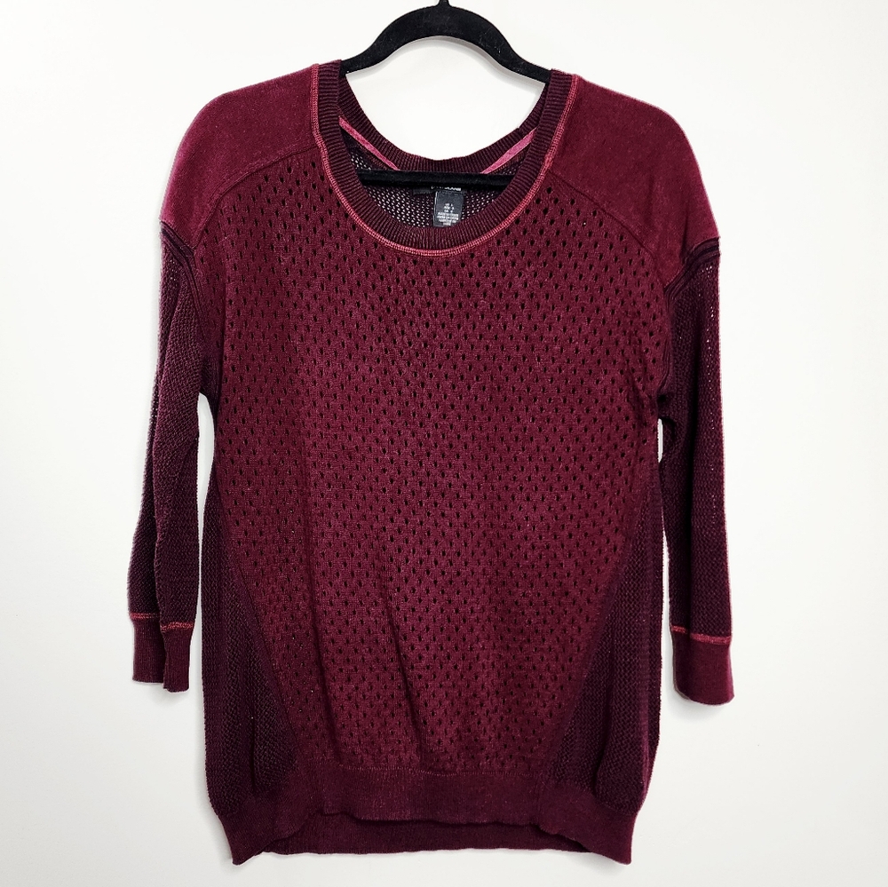 DKNY jeans Maroon Open Knit Crewneck Sweater‎ Large